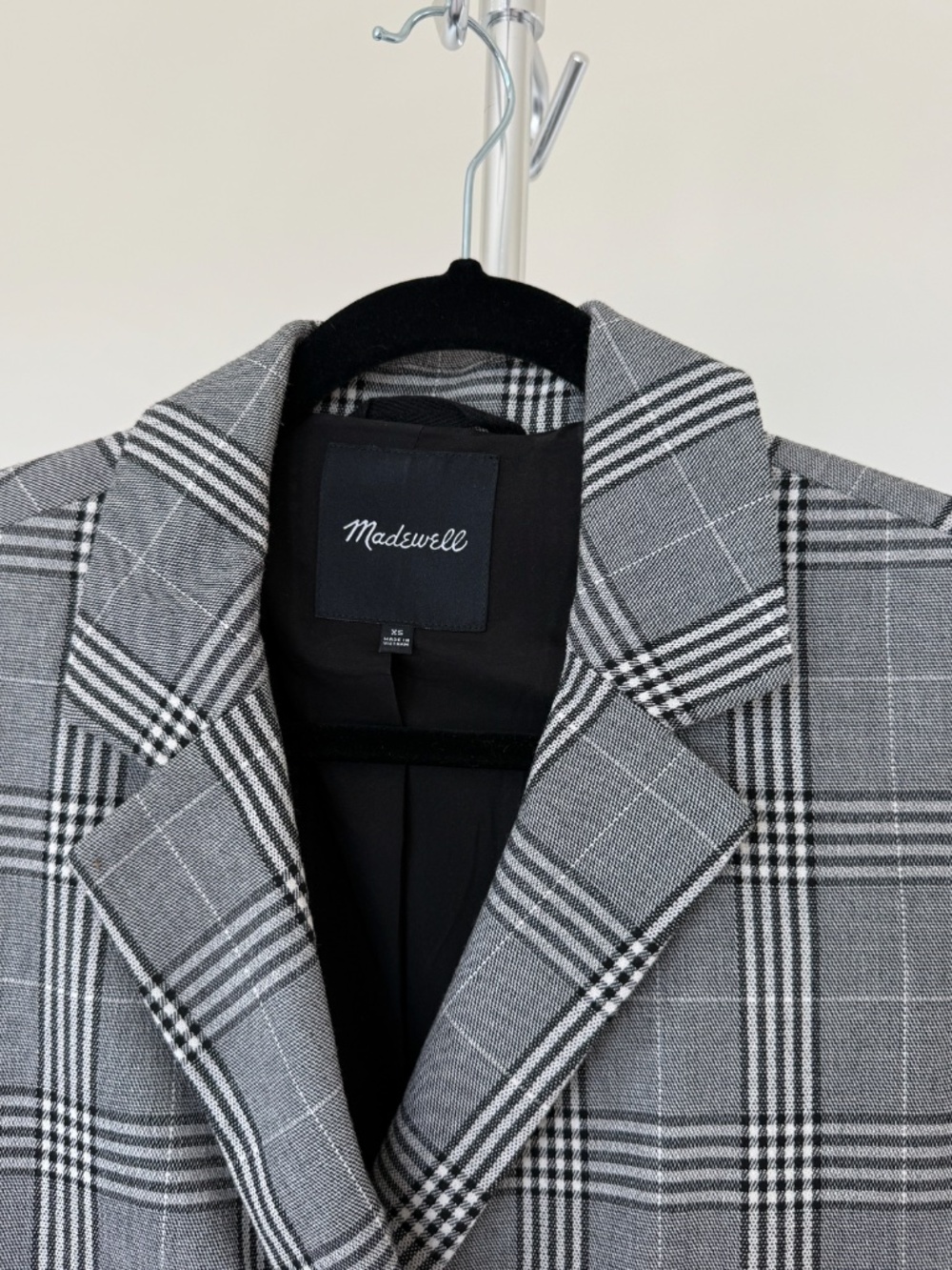 Madewell Gray Plaid Double Breasted Blazer XS Classic Tailored Jacket